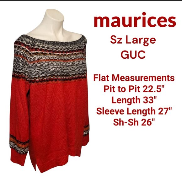 Maurices Sweater Large Fair Isle Pullover Long Sleeve Christmas Holiday Top - Picture 1 of 6
